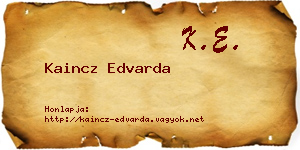 Kaincz Edvarda névjegykártya